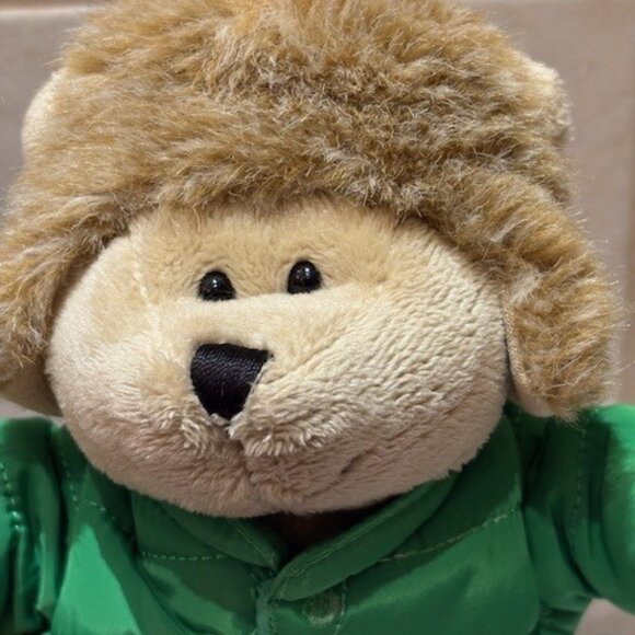 STARBUCKS 104th Edition Bearista Bear Plush Toy 2011 Green Puffer Jacket Fur Hat - Picture 6 of 8